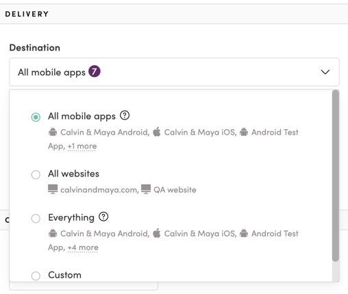Choosing in-app destinations in a journey