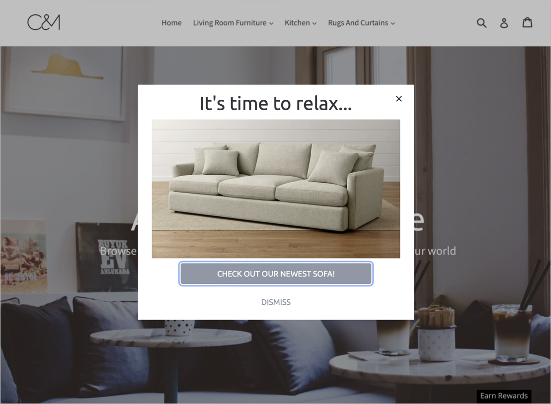 An example in-browser message
