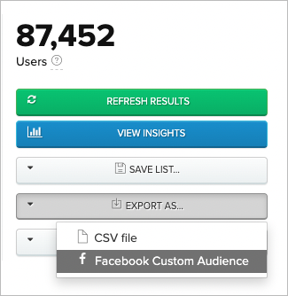 Exporting a list to a Facebook Custom Audience