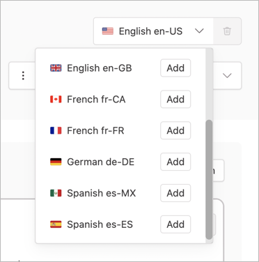 Adding locales to a template