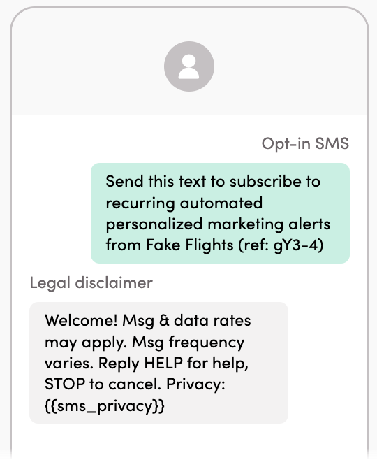 SMS Opt-In preview