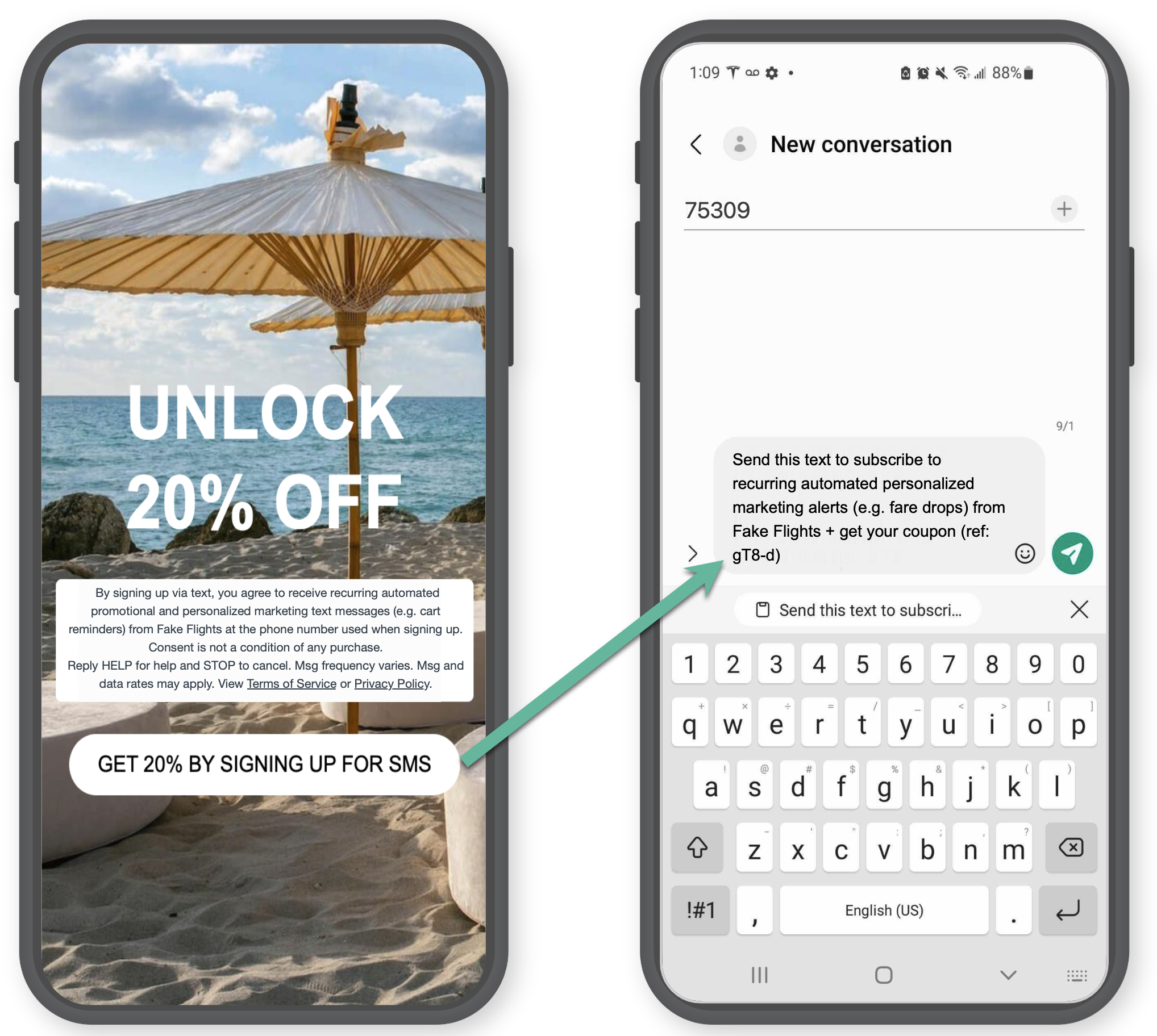 SMS Smart Opt-In experience