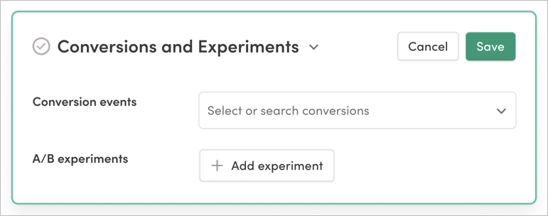 Add conversions and experiments