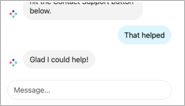 An example response to feedback from the virtual support agent