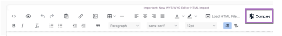 WYSIWYG Editor compare tool