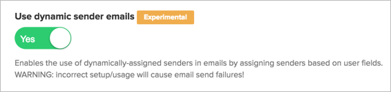 Turning on the dynamic sender email option