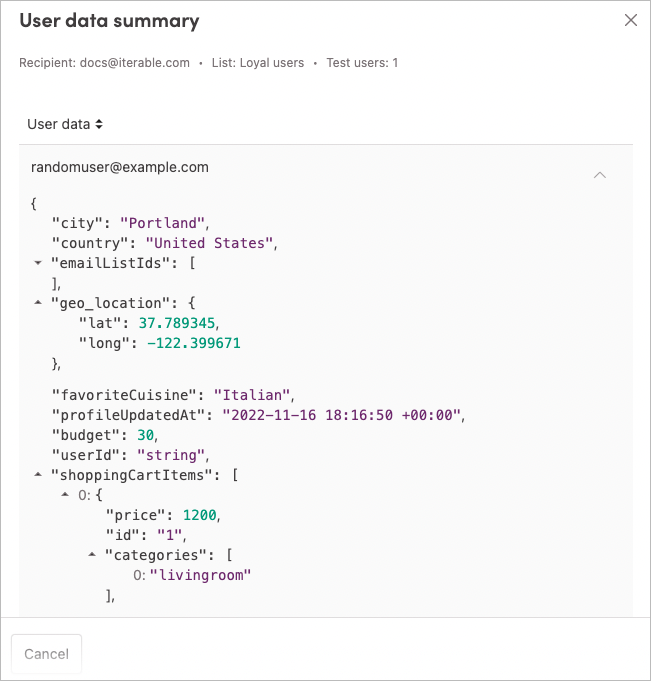 Random user data summary