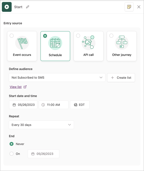 The Schedule entry source