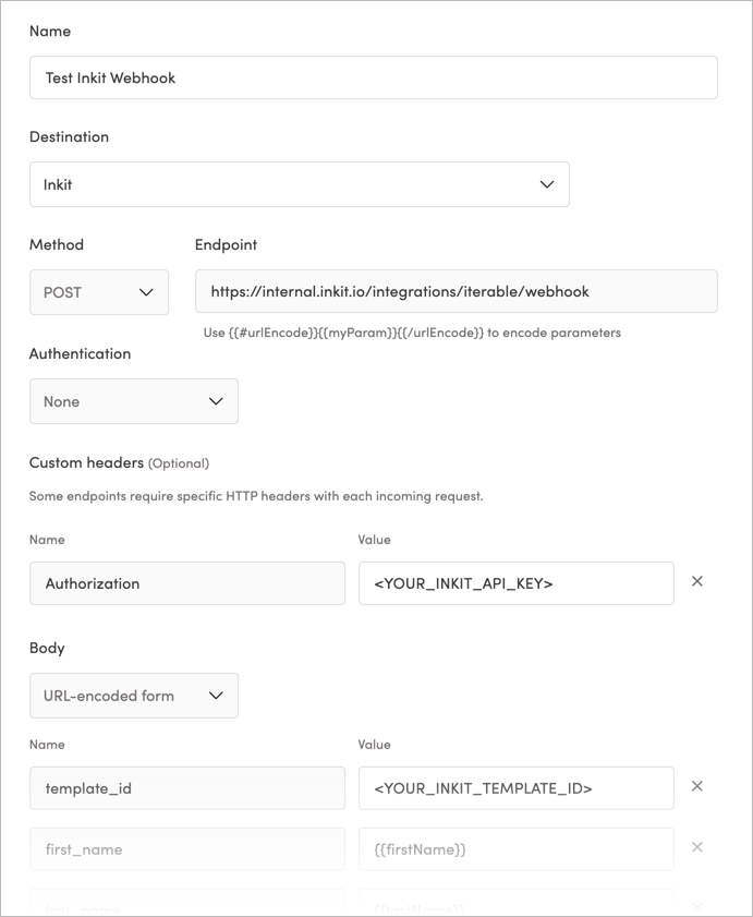 Creating an Iterable webhook