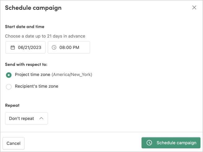 Schedule button