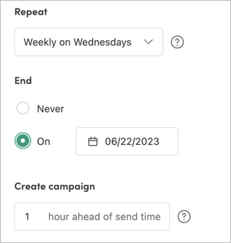 Setting up a recurring campaign