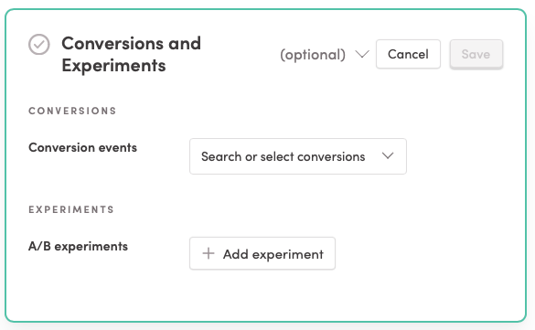 Conversions and Experiments