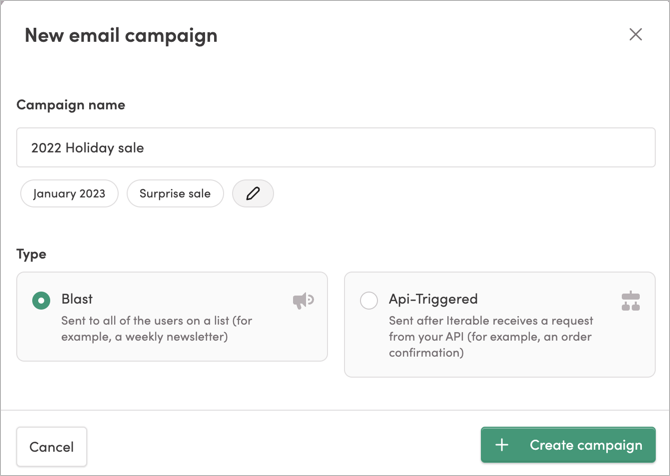 New campaign window