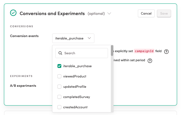 Choosing conversion events