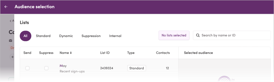 List selection