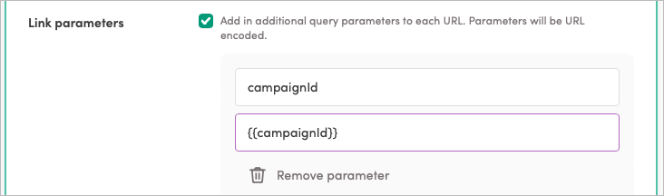 Adding link parameters to a campaign