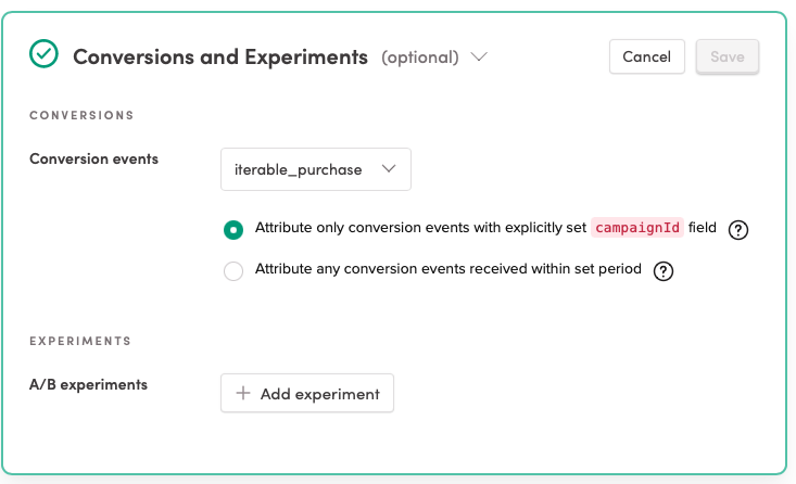 Choosing how to attribute events and purchases