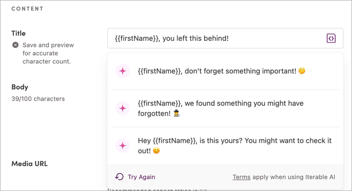 Iterate button for Copy Assist
