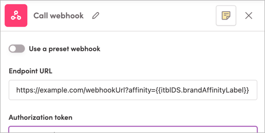 Using Brand Affinity labels in a journey webhook