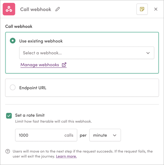 Setting up a Call Webhook tile