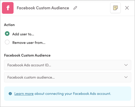 Setting up a Facebook Audiences tile
