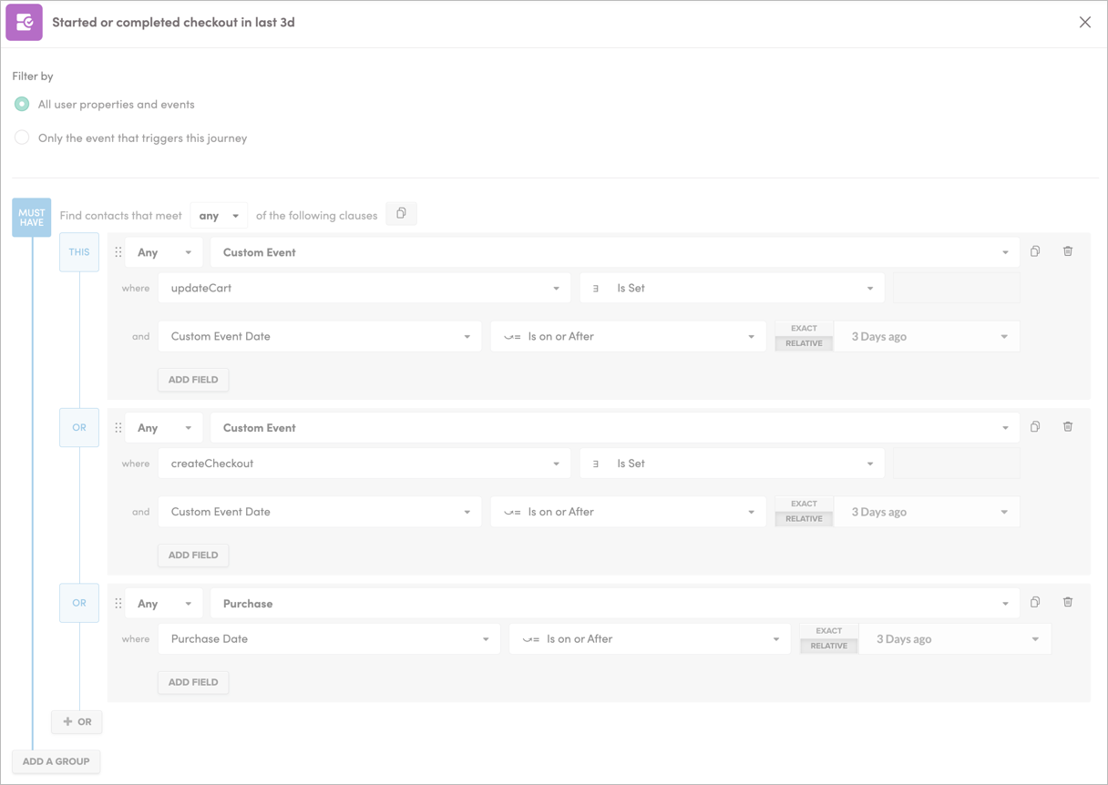 Browsing session abandonment query