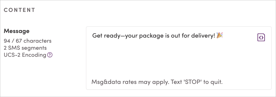 Emoji in SMS message body
