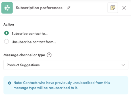 Example Subscription Preferences tile
