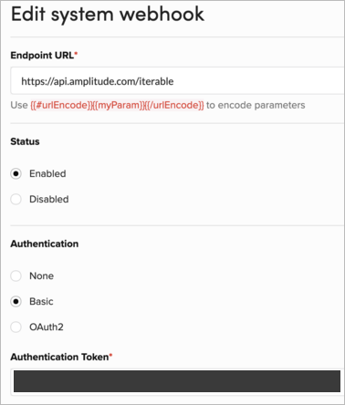 System webhook for Amplitude