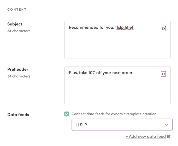 Adding the data feed to a template