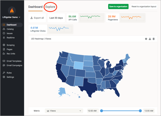 The LiftIgniter dashboard