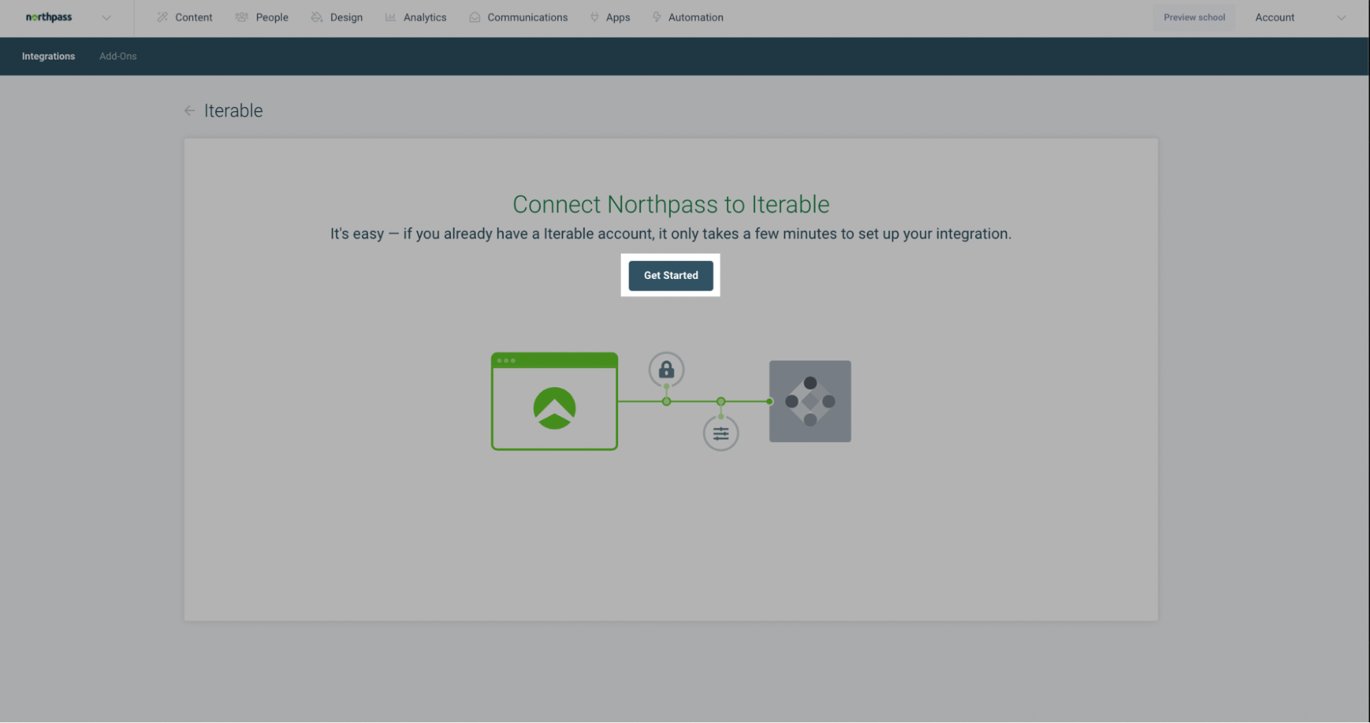 The Get Started button in Northpass