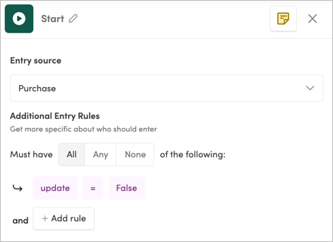 Order confirmation journey entrance trigger
