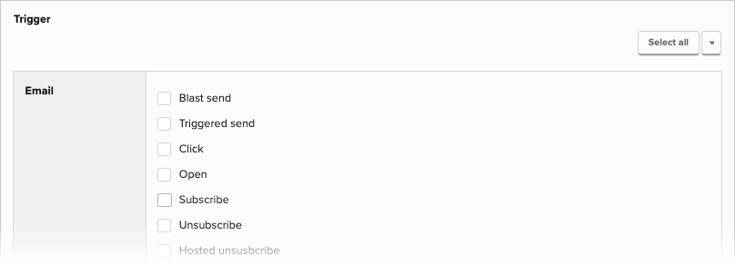 Selecting webhook triggers