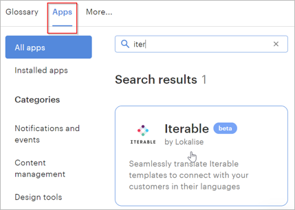 Selecting the Iterable app
