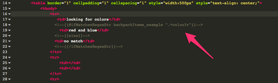 Regular expressions in a template