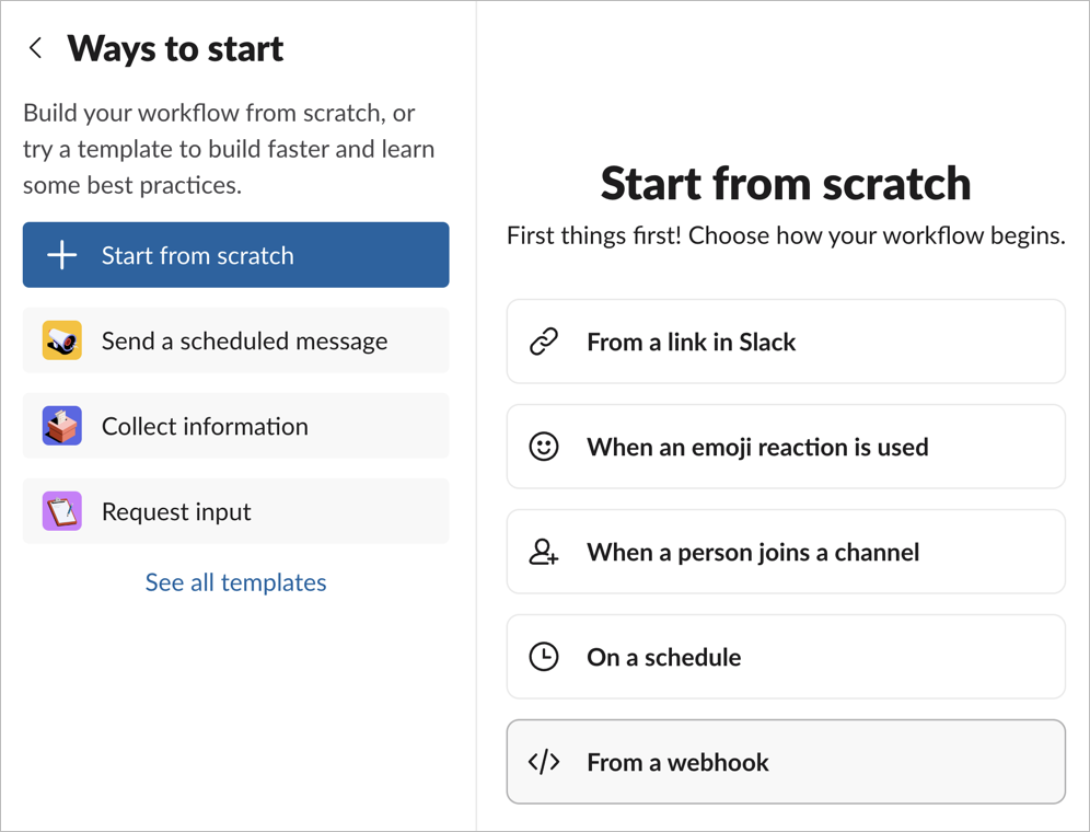 Setting up the workflow start