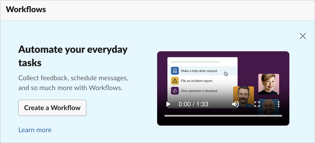 Creating a new Slack workflow