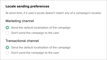 The Locale Sending Preferences settings