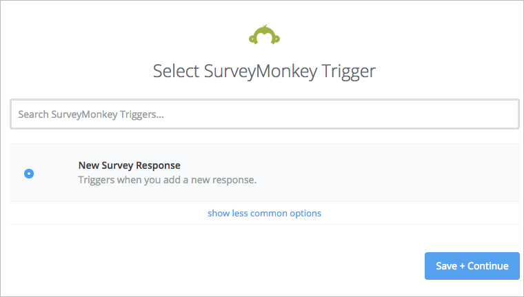 Selecting the New Survey Response trigger
