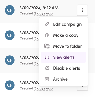 Viewing a campaign's alerts