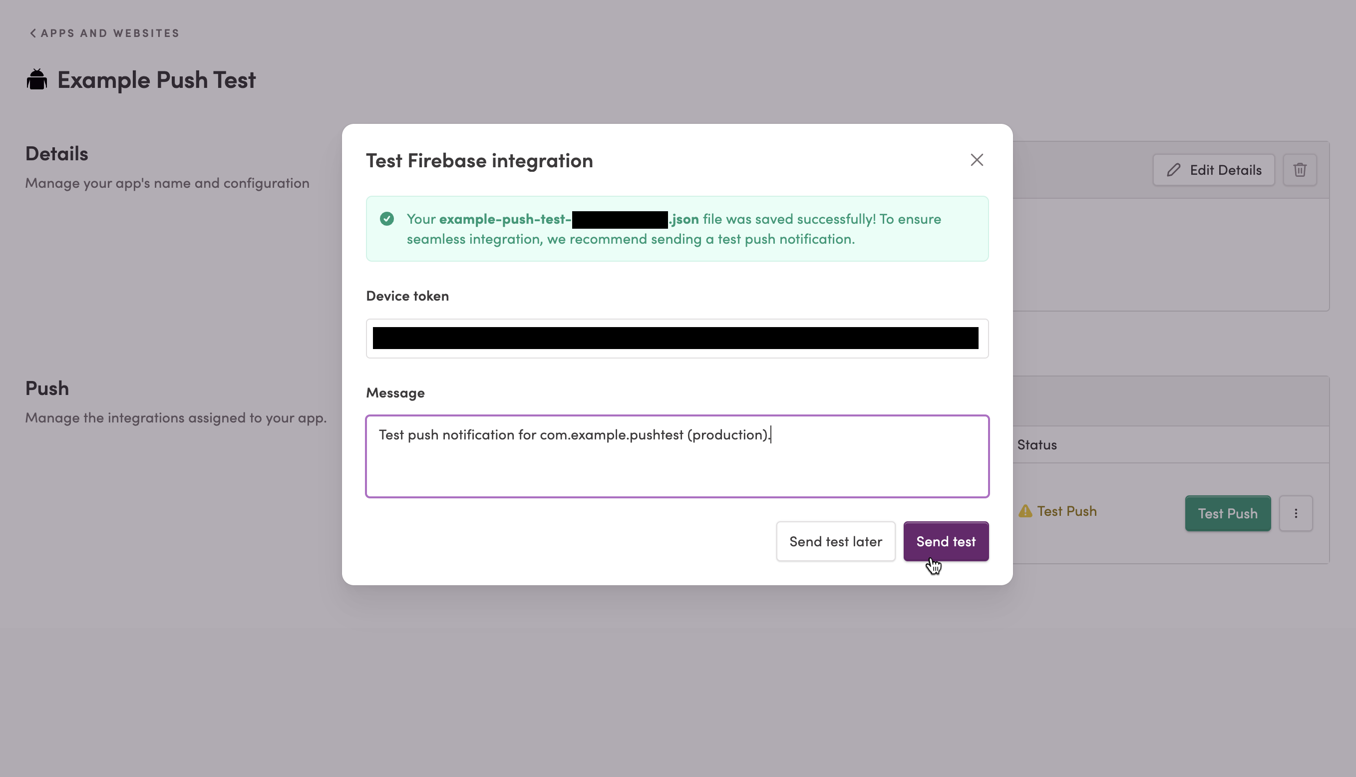 Sending a test push notification to a production app