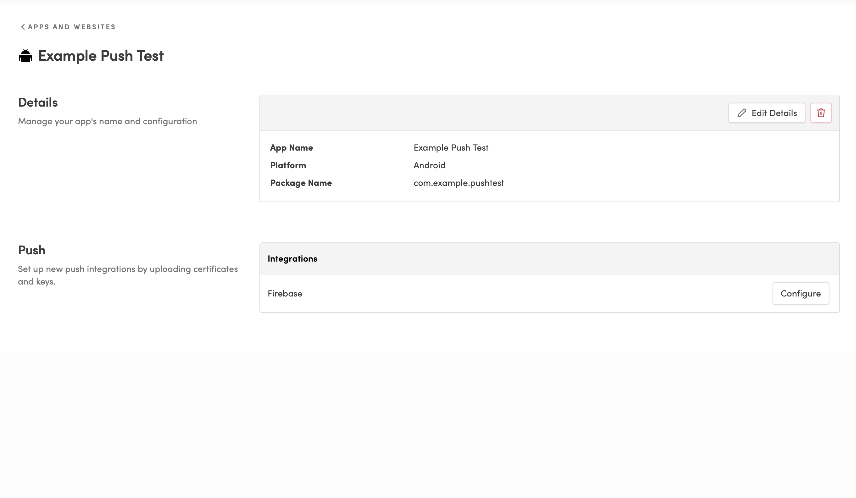 App details page App details page