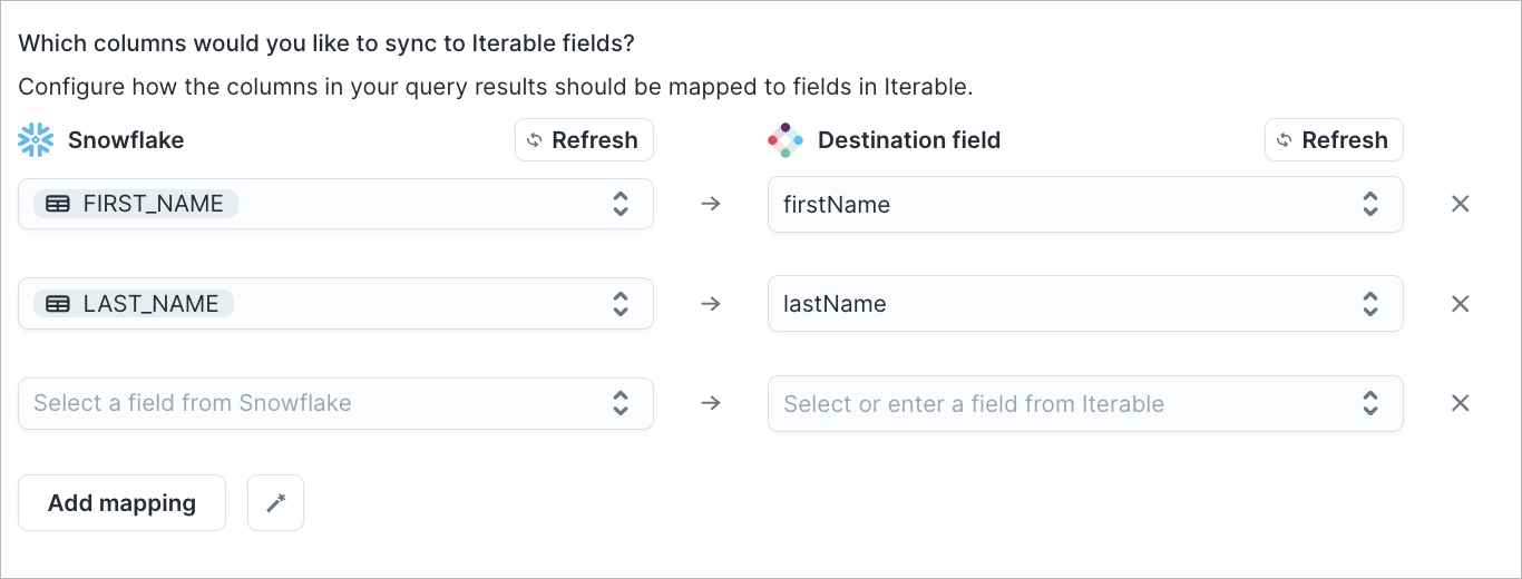 Column value mapping