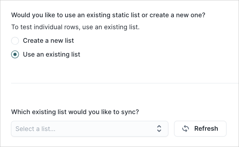 Select an existing list