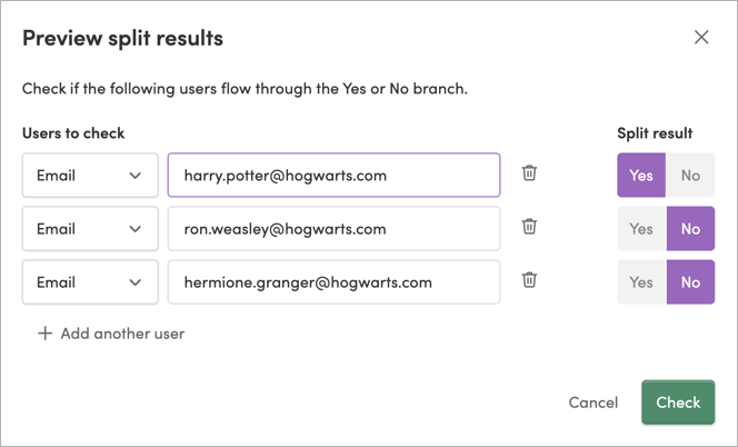 Testing a Yes/No Split tile