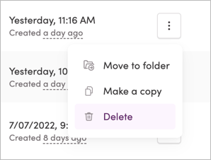 Deleting a draft from the Journeys page