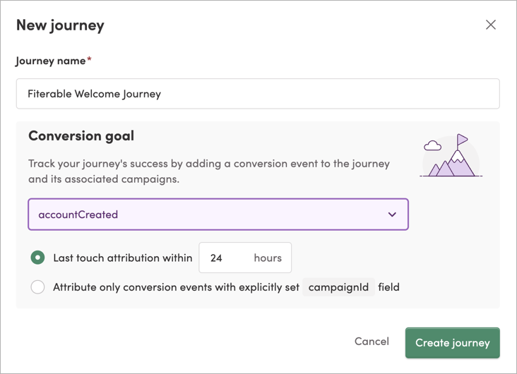 Setting up a journey conversion goal
