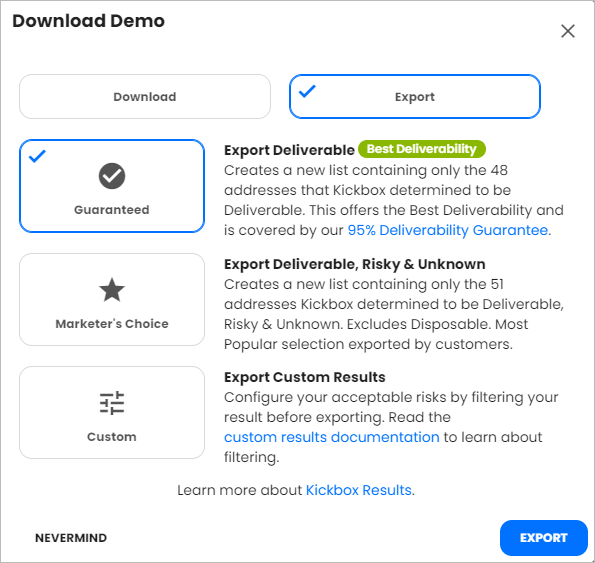 Exporting results to Iterable