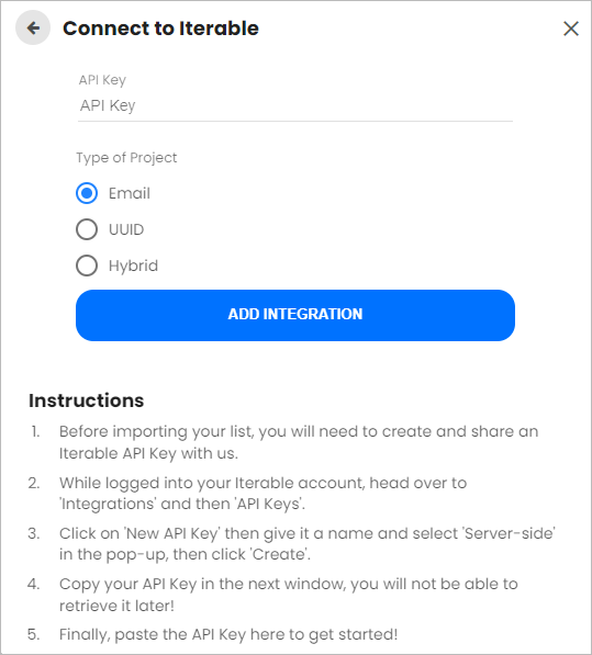 Adding your Iterable API key
